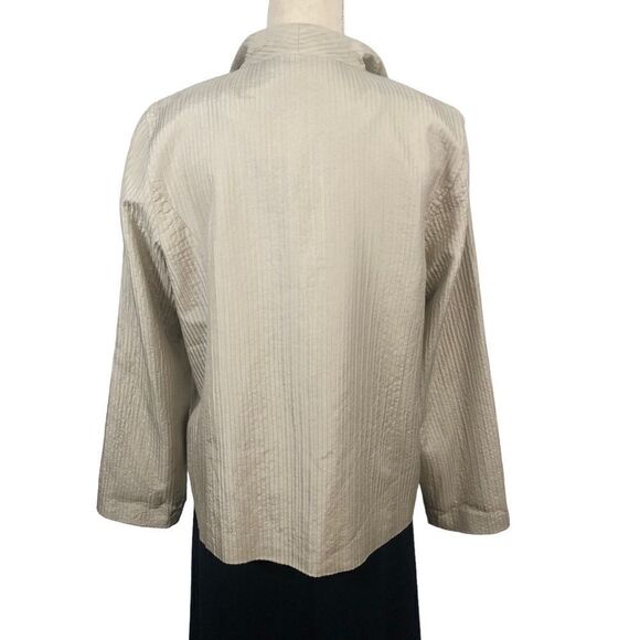 Eileen Fisher Silk Open Front Jacket in Champaign Size Medium - Picture 5 of 13
